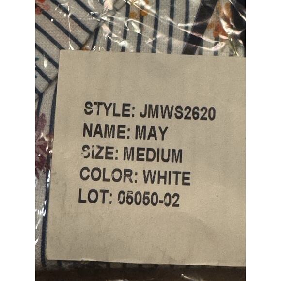 NWT Medium Johnnie O Top Shelf Short Sleeve Striped Shirt Flowers Floral May - Picture 9 of 9